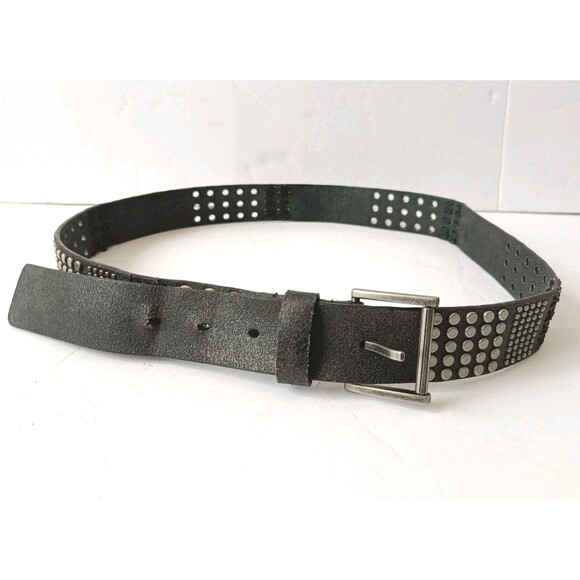 Handmade Leather Belt Women's 38 Studded Black - Picture 1 of 7